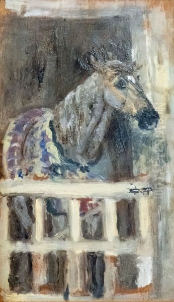 Cheval derriere une barriere dans une stalle Oil Painting by Henri De Toulouse-Lautrec