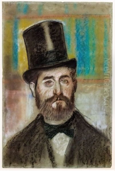 The Man with opera hat Oil Painting by Edgar Degas