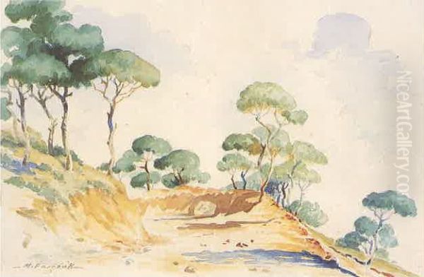 Sur La Route De Broummana. Oil Painting by Moustafa Farroukh
