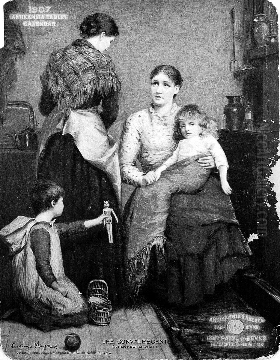 The convalescent (a neighborly visit) Oil Painting by unknown