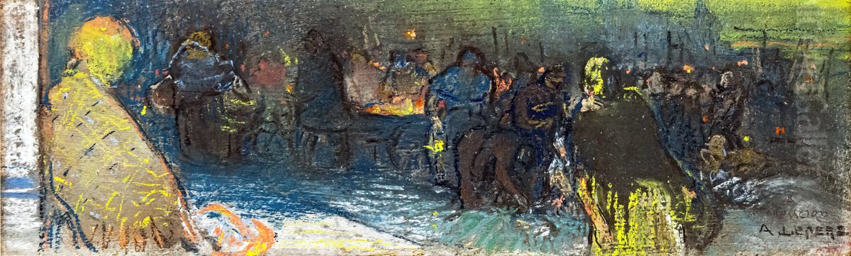 Around the brazier (view of Paris) Oil Painting by Auguste-Louis Lepere