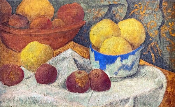 Pommes et ecuelle bleu Oil Painting by Paul Serusier