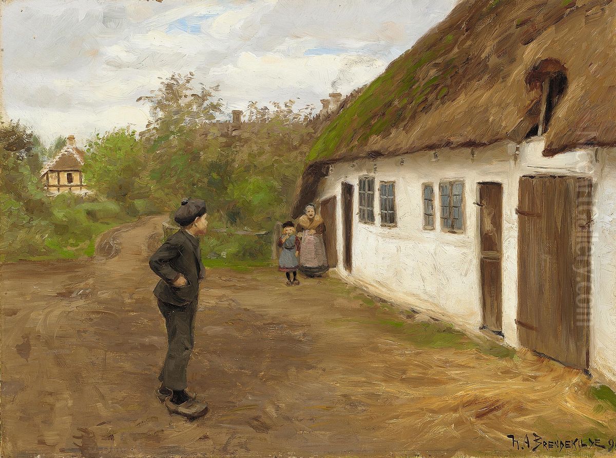Do you want to play? Oil Painting by H. A. Brendekilde
