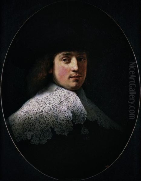 Portrait of a man Oil Painting by Rembrandtor workshop