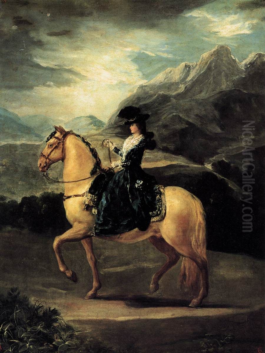 Portrait of Maria Teresa de Vallabriga on Horseback Oil Painting by Francisco Goya Fuendetodos