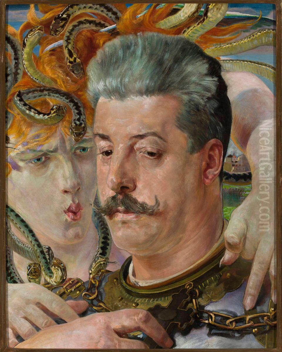 Portrait of Tadeusz Blotnicki with Medusa Oil Painting by Jacek Malczewski