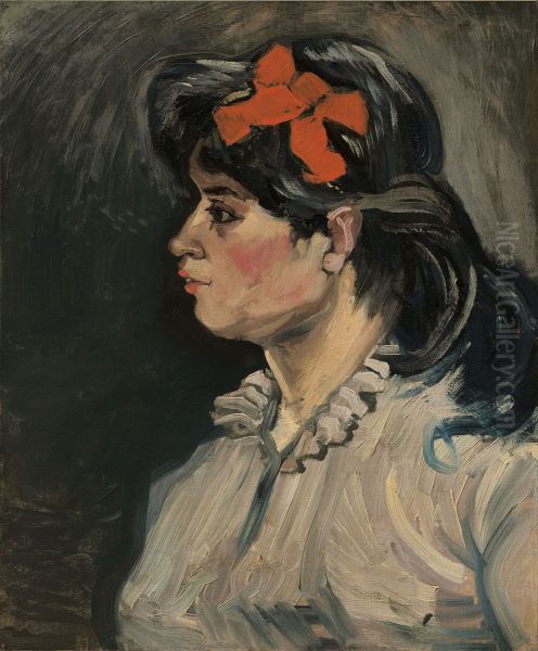 Portrait of a Lady with Red Hair band / Portrait of a Woman with Red Ribbon Oil Painting by Vincent Van Gogh