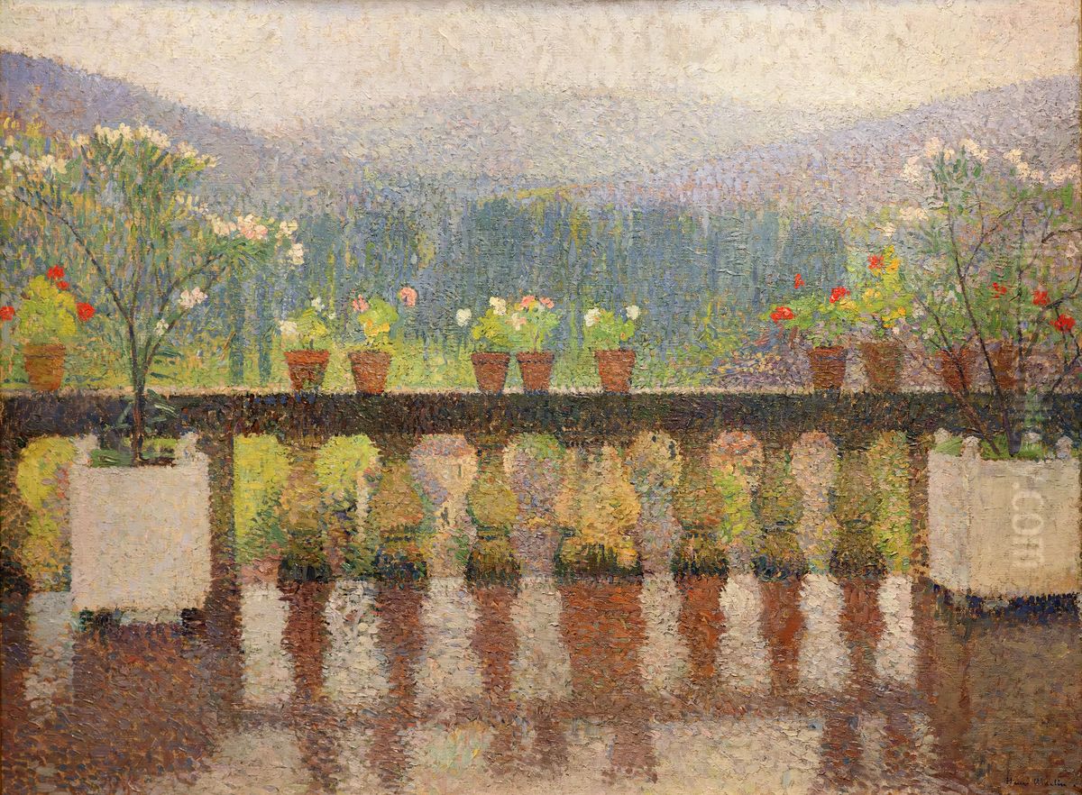 La terrasse a Marquayrol, temps pluvieux Oil Painting by Henri-Jean Guillaume Martin