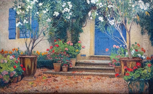 La porte bleu a Marquayrol Oil Painting by Henri-Jean Guillaume Martin