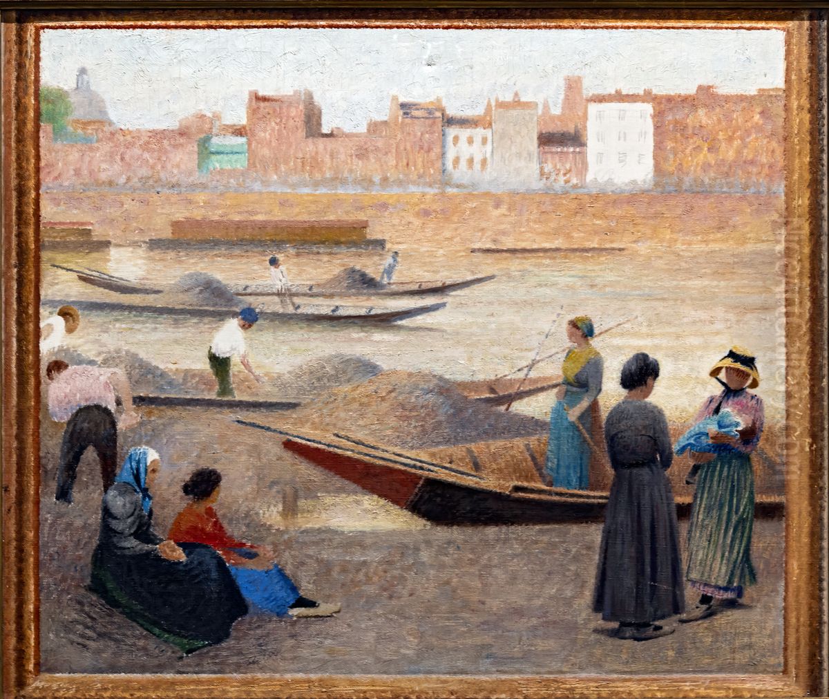 Around the sand fishermen  (study for the foyer of the Theatre du Capitole) Oil Painting by Henri Rachou