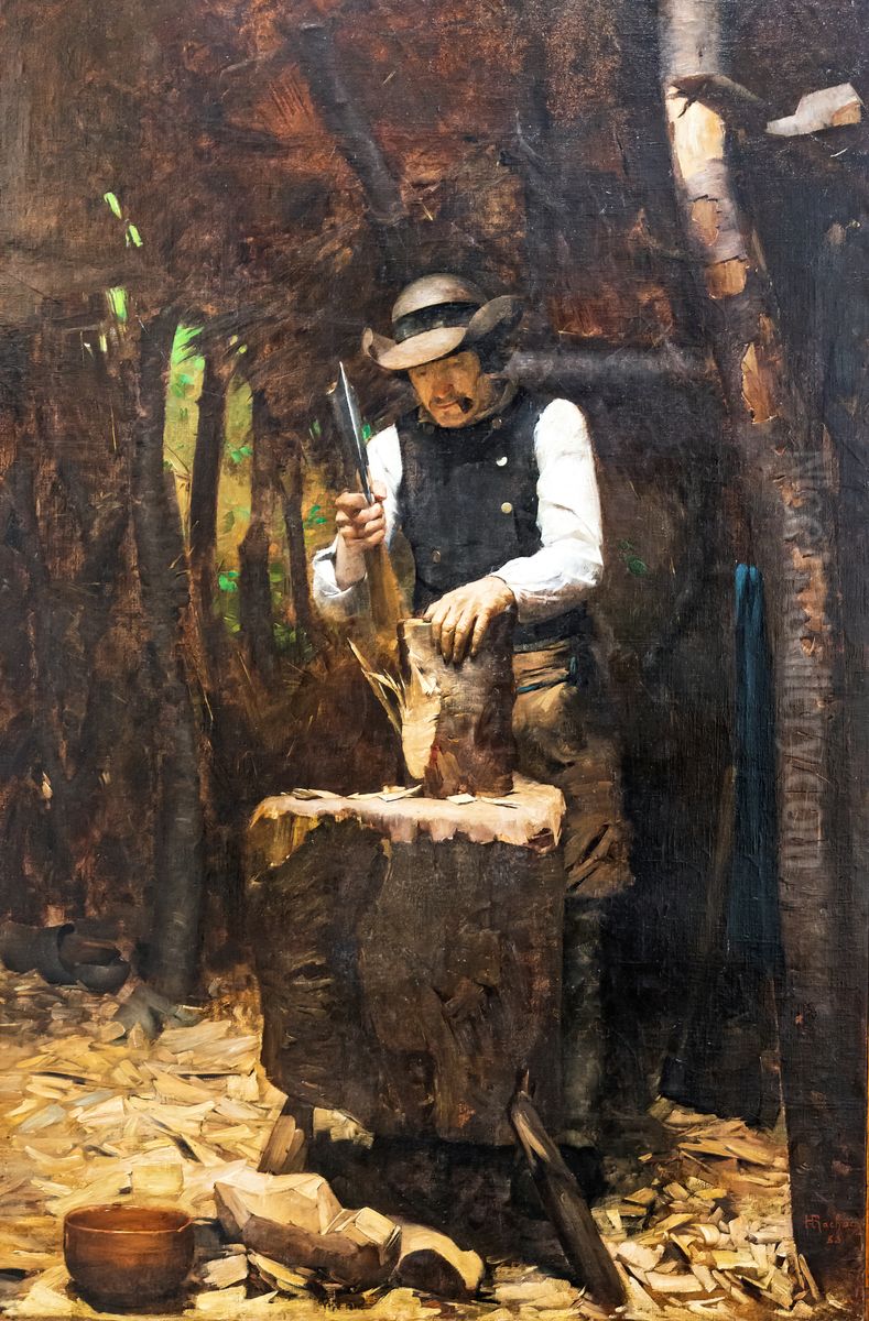 The Breton clog maker Oil Painting by Henri Rachou