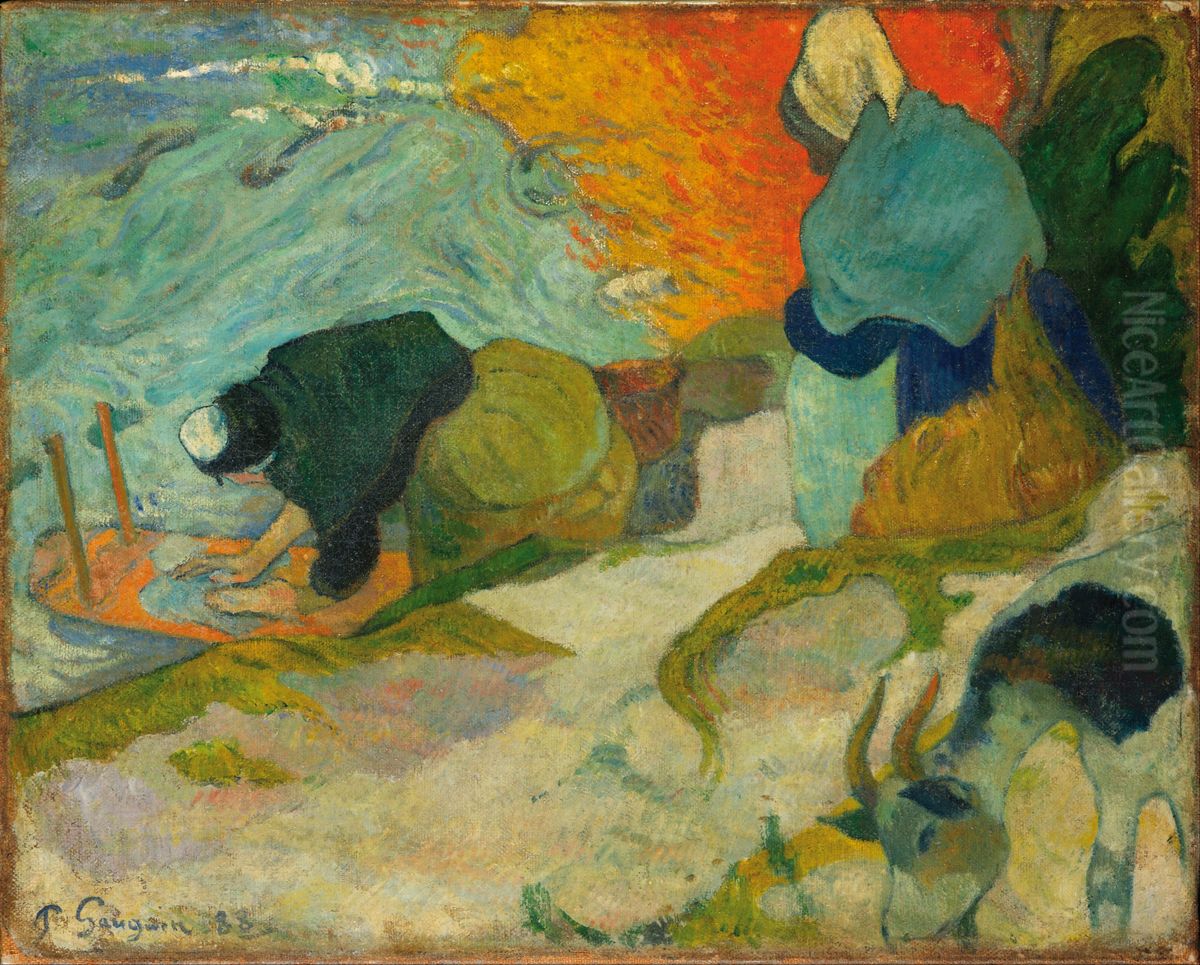 Les Lavandieres a Arles II Oil Painting by Paul Gauguin