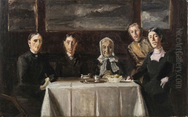 Christmas Day 1900. Composition sketch without men. Oil Painting by Michael Peter Ancher