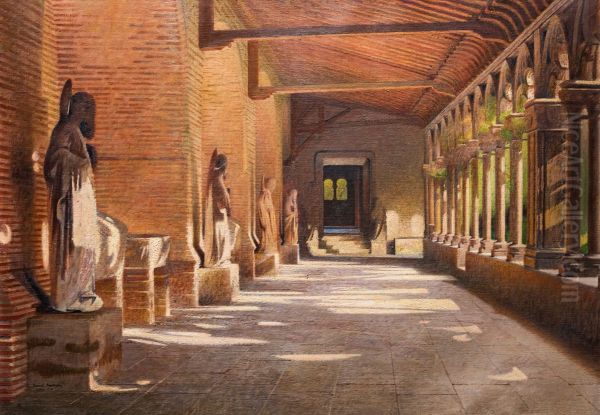A gallery of the cloister of the Augustins Oil Painting by Henri Rachou
