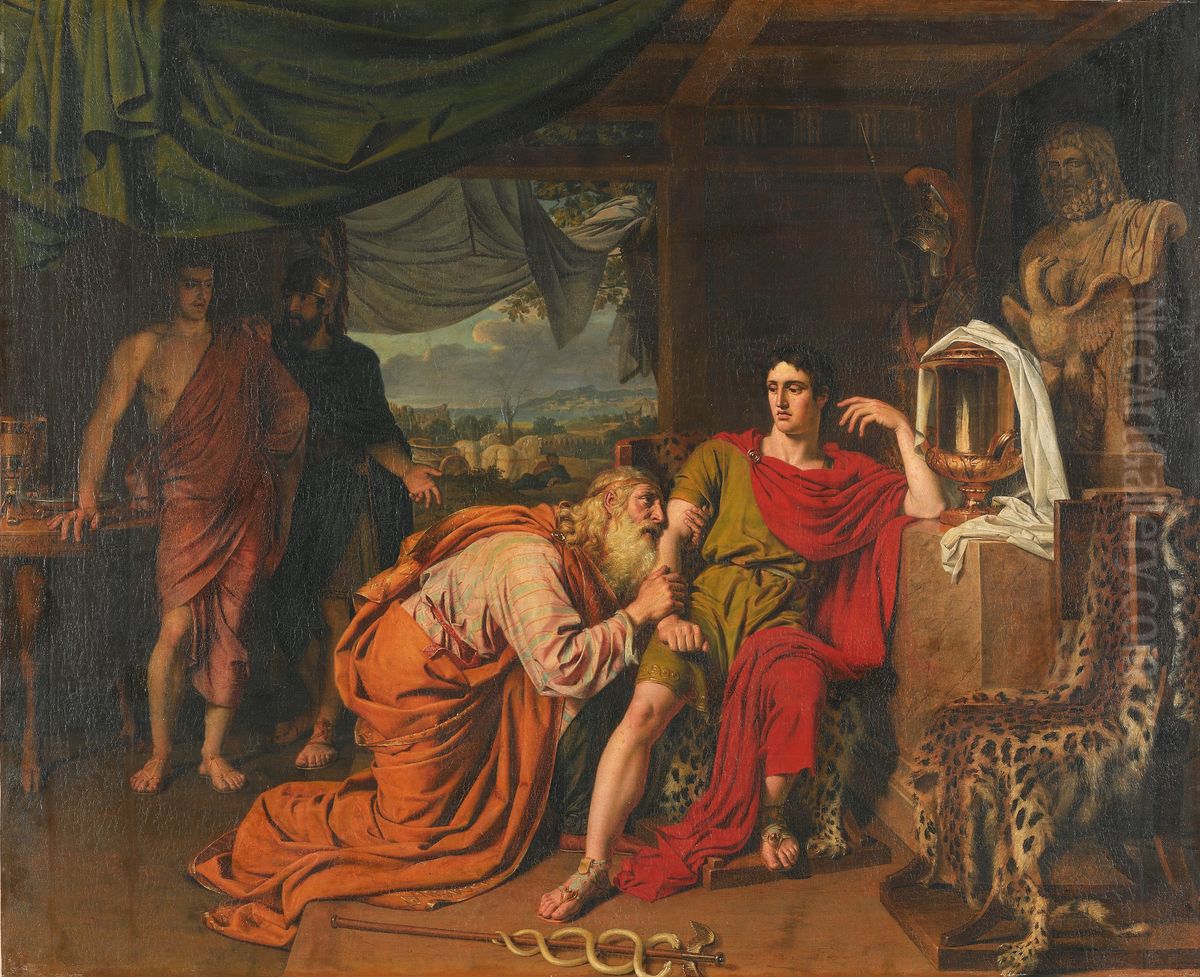 Priam asks Achilles to return Hector's body Oil Painting by Alexander Ivanov