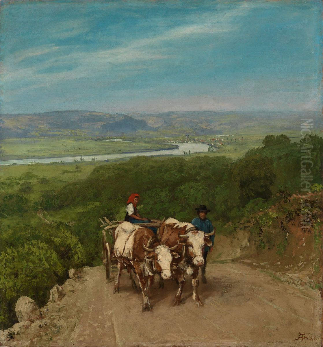 Uphill Oil Painting by Hans Thoma