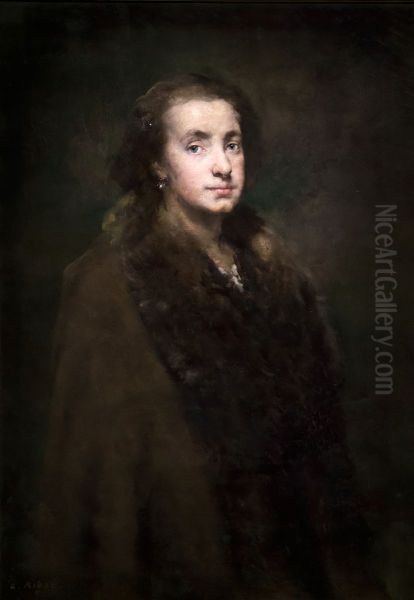 Portrait of my daughter Oil Painting by Augustin Theodule Ribot