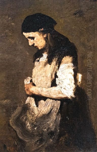 Study of a woman Oil Painting by Augustin Theodule Ribot