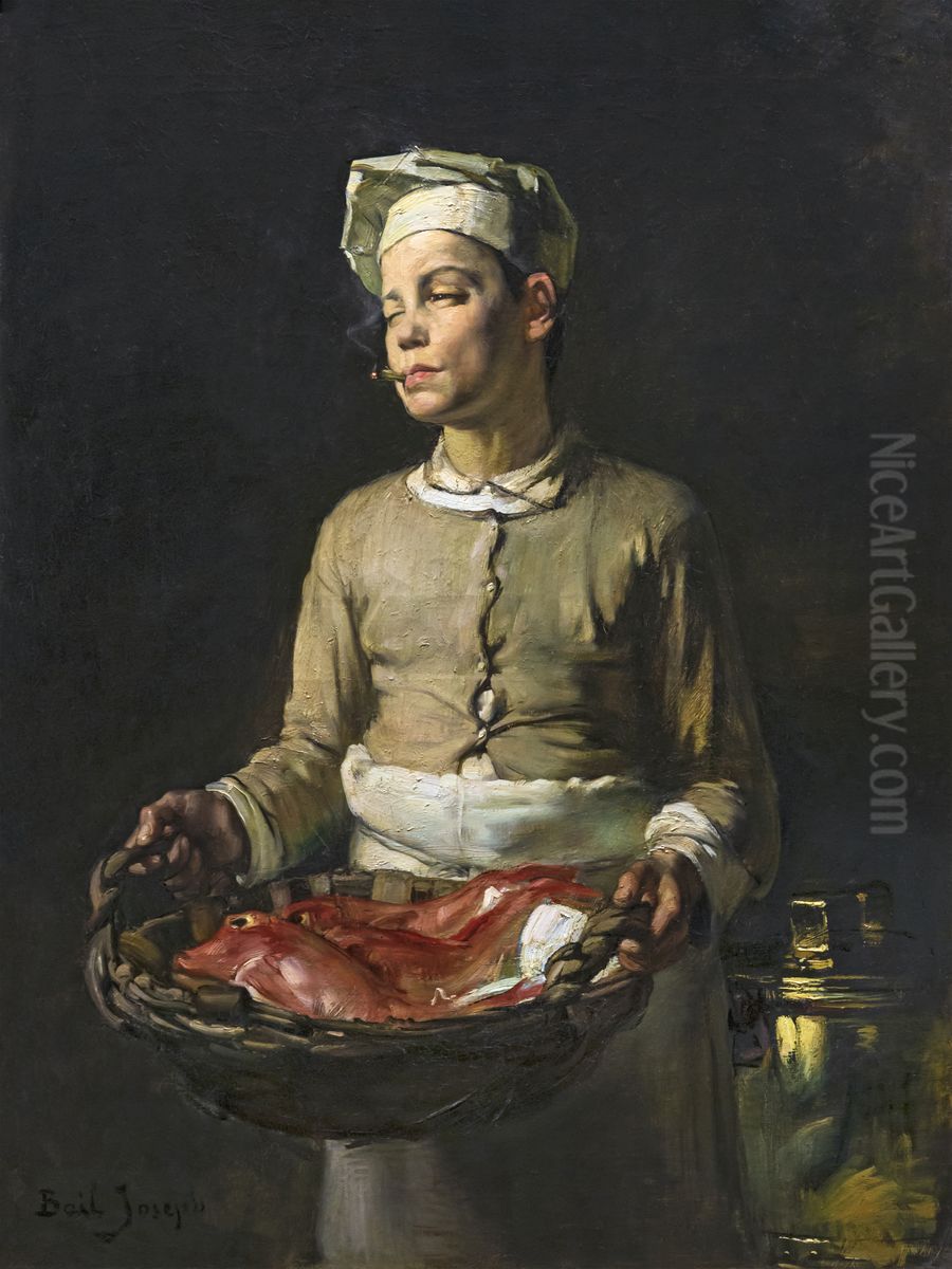 Marmiton wearing mullets Oil Painting by Joseph Bail