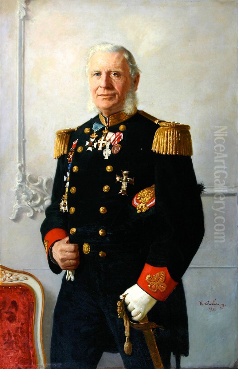 Portrait of rear admiral Martin Andreas Wulff. Oil Painting by Carl F. Andersen