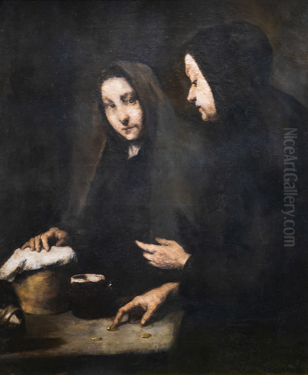 Spending Oil Painting by Augustin Theodule Ribot