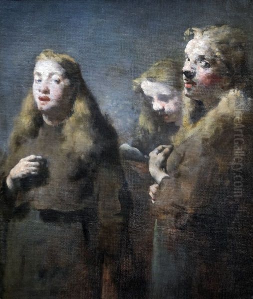 The choir Oil Painting by Augustin Theodule Ribot