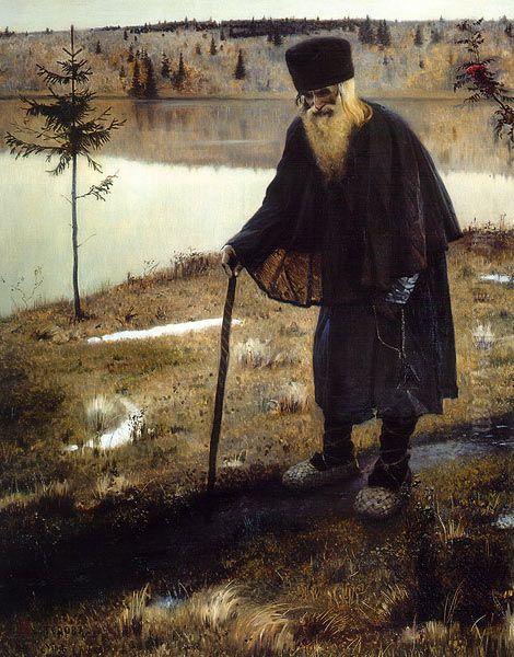 The Hermit Oil Painting by Mikhail Nesterov
