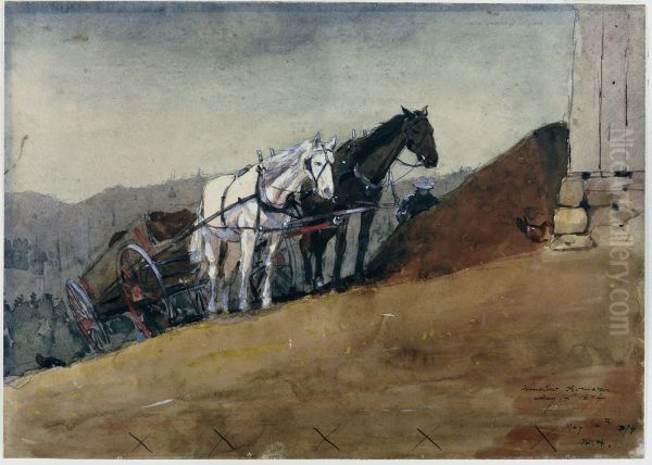 The Hilltop Barn - Houghton Farm Oil Painting by Winslow Homer