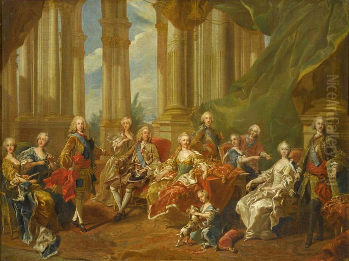 The family of Philip V in 1738 Oil Painting by Louis-Michel Van Loo