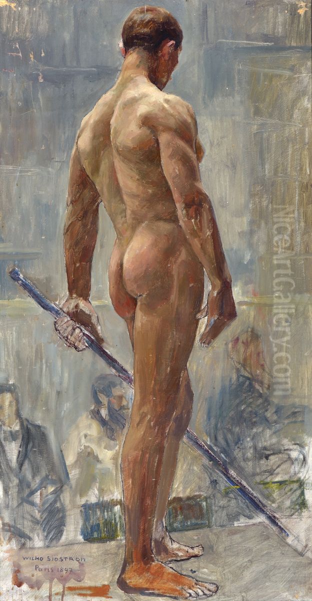 A Male Figure Oil Painting by Vilho Sjostrom