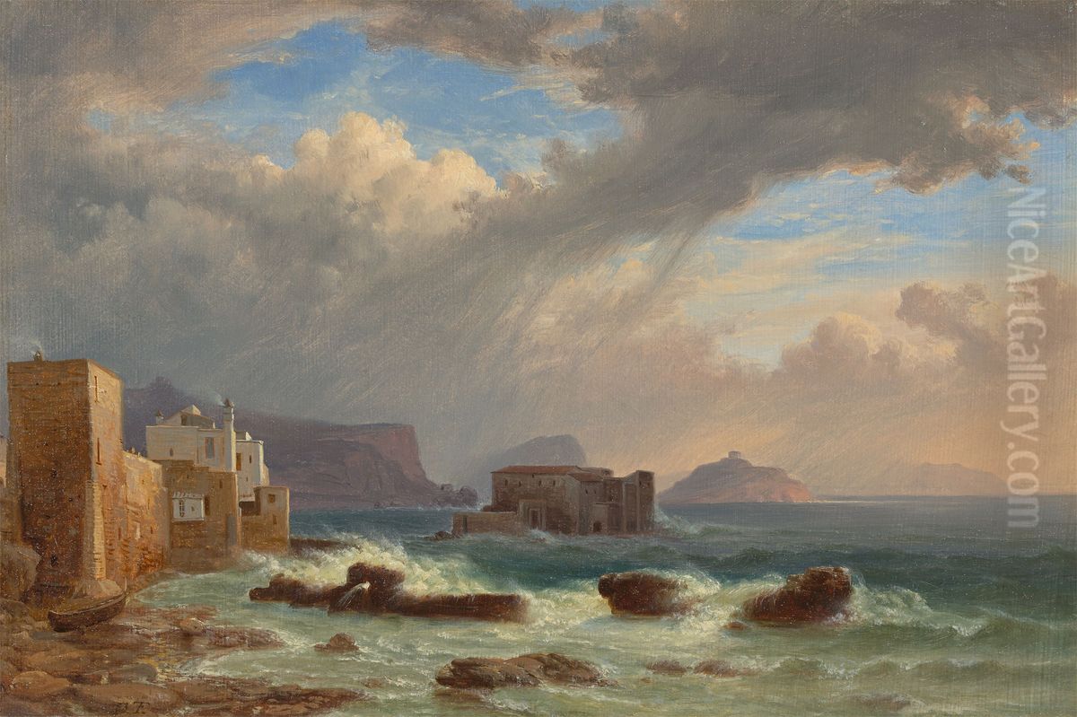 Thunderstorm over the Pozzuoli bay Oil Painting by Thomas Fearnley