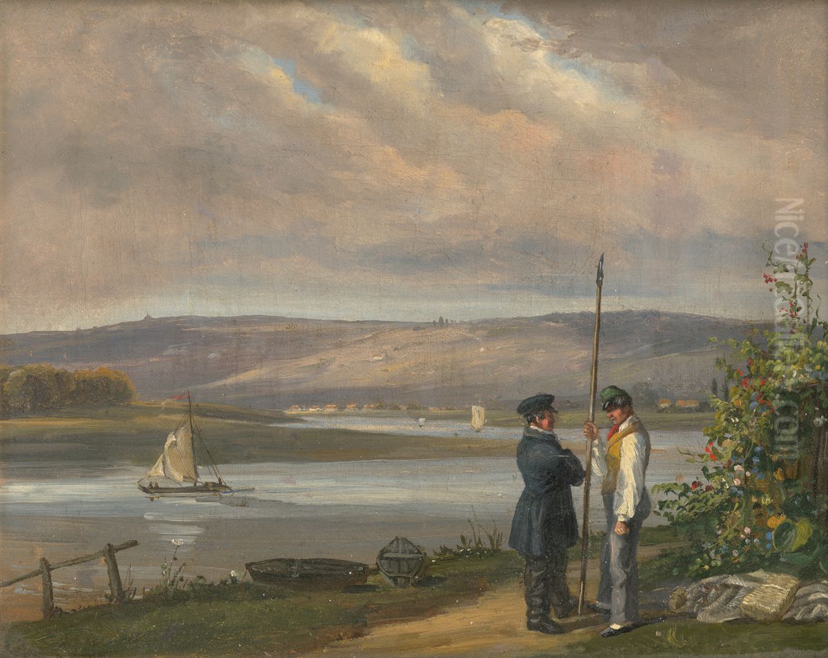 The Elbe near Dresden Oil Painting by Thomas Fearnley