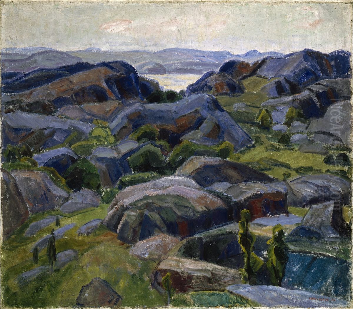 Mountain outcrops, Hvasser Oil Painting by Lars Jorde