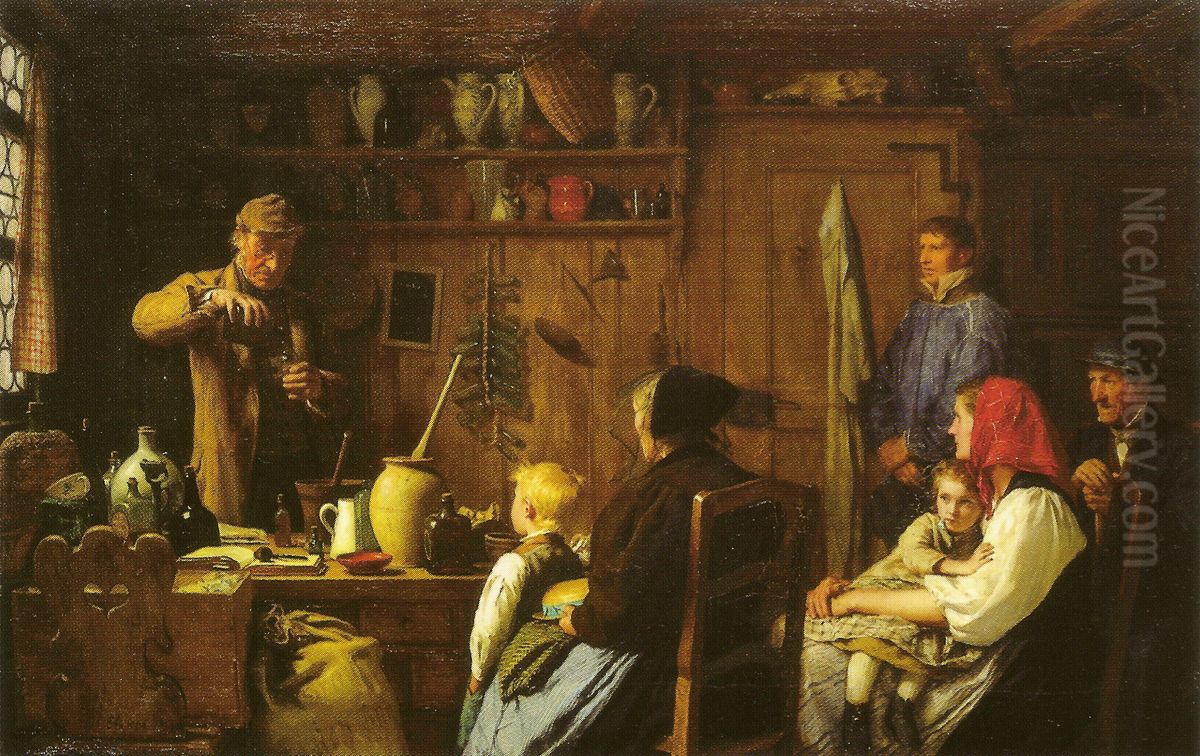 The Village Doctor Oil Painting by Albert Anker