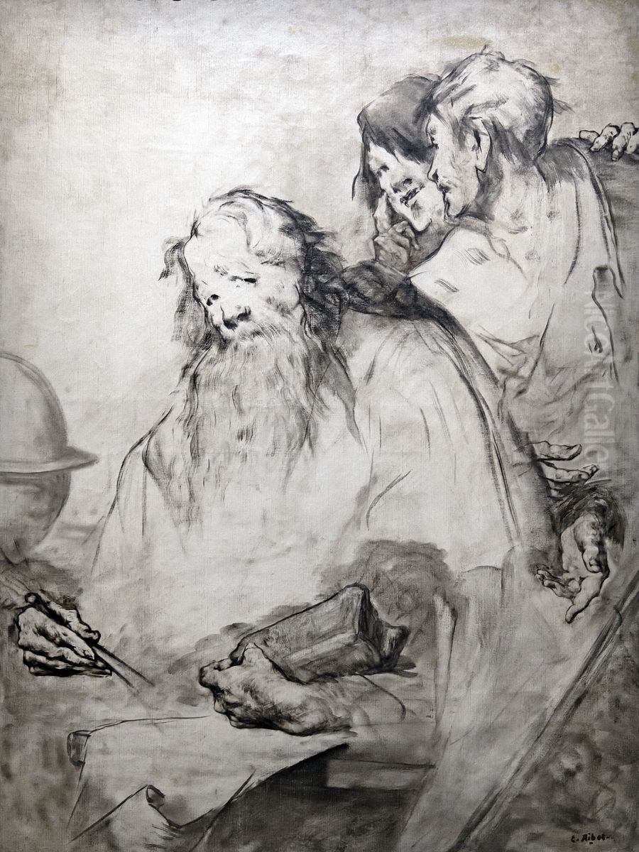 Heraclitus Oil Painting by Augustin Theodule Ribot