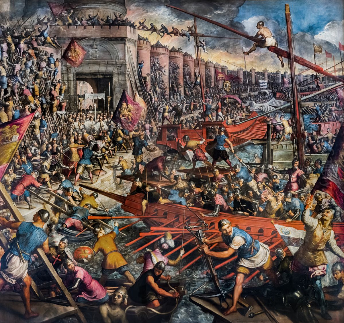 Fall or second capture of Constantinople Oil Painting by Domenico Tintoretto