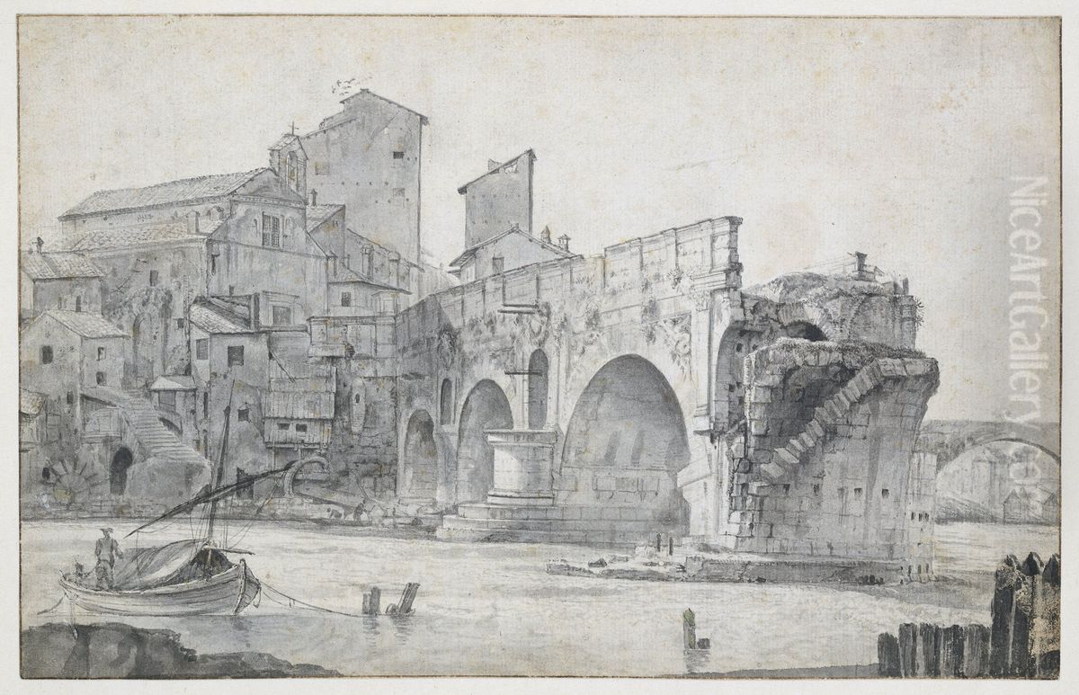 View of the Ponte Rotto in Rome, seen from the East Oil Painting by Jan Asselijn