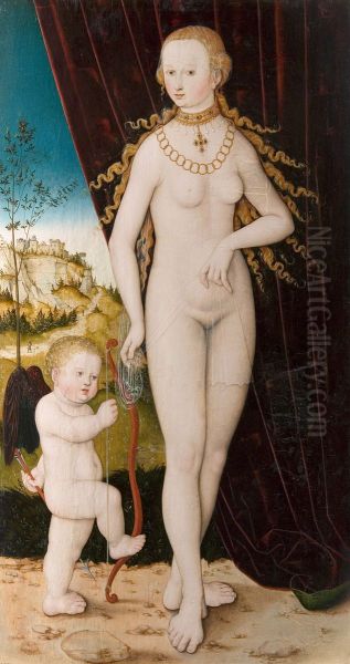 Venus and Cupid Oil Painting by Lucas Cranach the Elderor follower