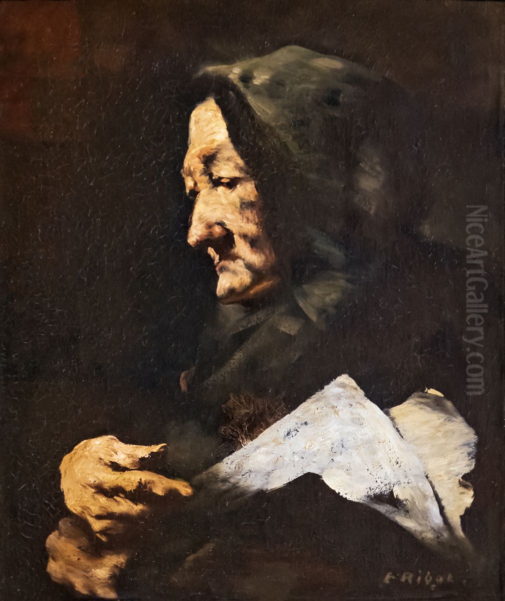 Family titles Oil Painting by Augustin Theodule Ribot