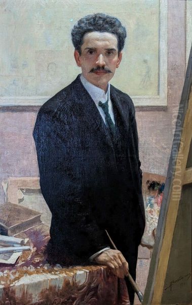 Self-portrait of Augusto Bastianini Oil Painting by Augusto Bastianini