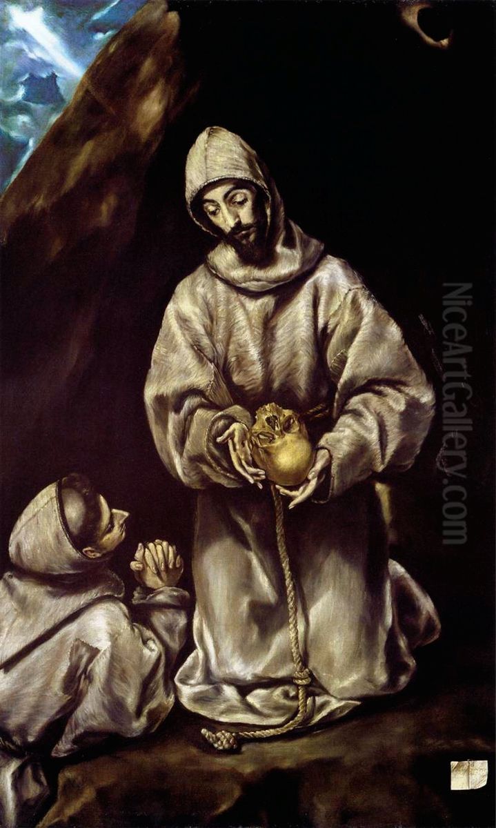 St Francis and Brother Leo Meditating on Death Oil Painting by El Greco St Francis and Brother Leo Meditating on Death Oil Painting by El Greco