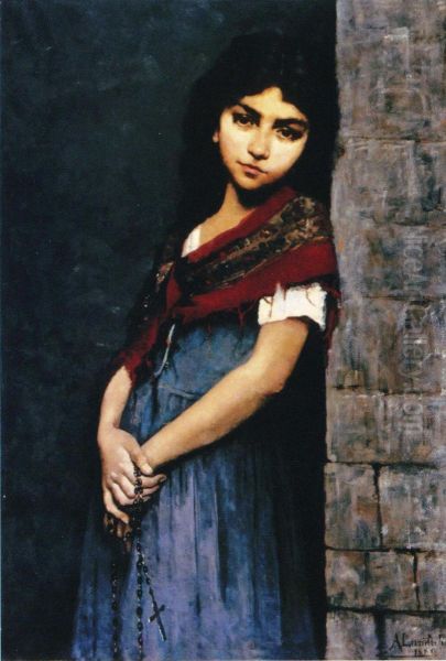 Kirkon ulkopuolellataiMurheen lapsi Oil Painting by Amelie Lundahl