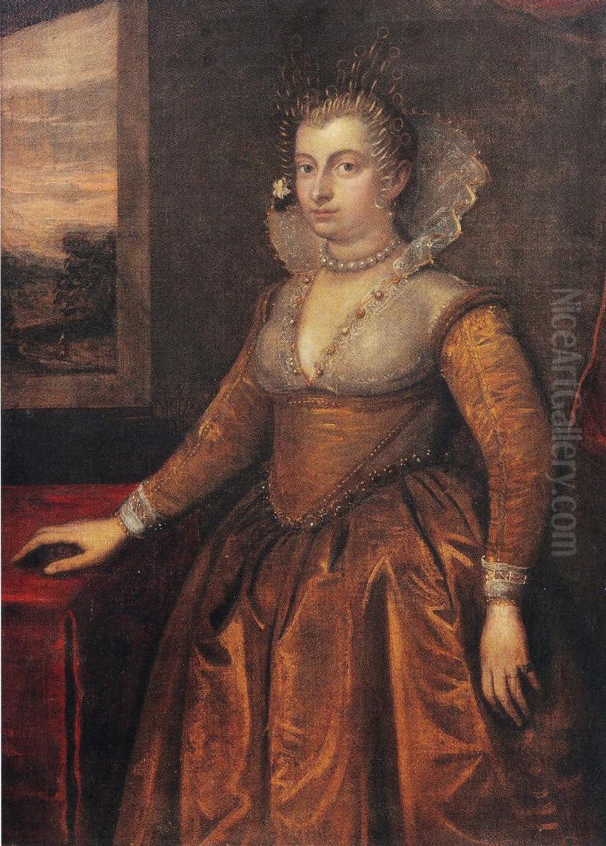 Venetsialaisen naisen muotokuva Oil Painting by Domenico Tintoretto