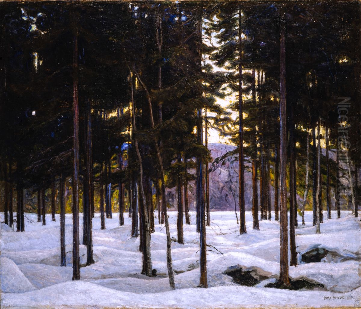 Skogsinterior Oil Painting by Lars Jorde