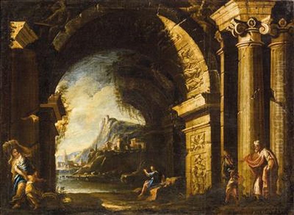 The expulsion of Hagar and Ishmael Oil Painting by Ascanio Luciano