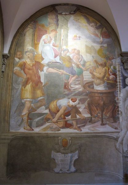 Martyrdom of Saint John the Evangelist Oil Painting by Bernardino Monaldi