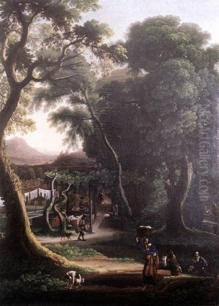Rural Scene Oil Painting by Michelangelo Cerquozzi