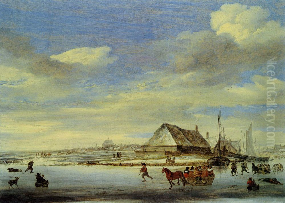 Winter Landscape with a Farm Oil Painting by Salomon van Ruysdael