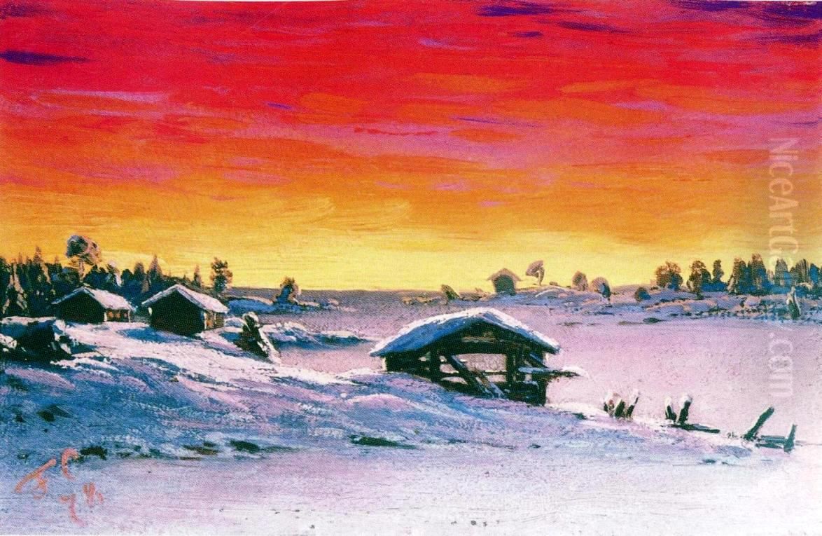 Talvinen auringonlasku Oil Painting by Fanny Churberg