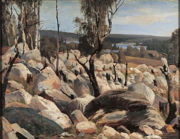 Kaskimaisema Uudeltamaalta Oil Painting by Fanny Churberg